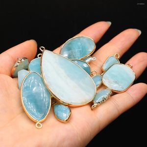Pendant Necklaces Charms Natural Blue Agates Multishape Amazonites Connectors For Making DIY Jewerly Necklace Bracelet Accessories