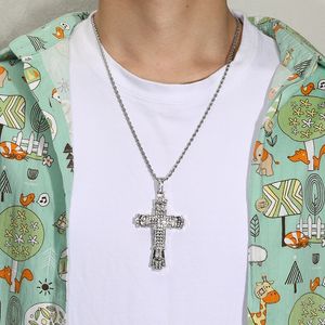 Colar pingente de pingente cruzado Bling Bling CZ cúbica Zircônia Tênis Diamond Hip Hop Personalizou Novo Charm de Moda Rapper Gifes de Joias de Jóias para Homens e Mulheres