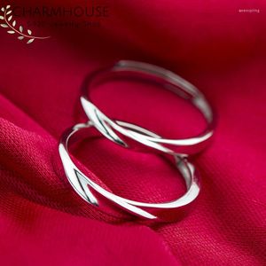 Bröllopsringar Paruppsättning för män Kvinnor S925 Sterling Silver Twisted Ring Band Engagement Bridal smycken Tillbehör Gåvor