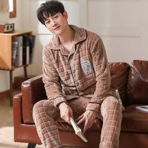 Mens Sleepwear Thick Soft Flannel Pajamas Sleeping Suits Men Male Classy Pijama Hombre Pyjamas Long Sleeves T221103