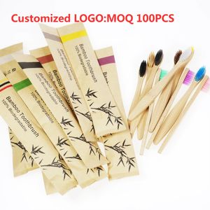 Escova de dentes 100 pçs crianças eco friendly bambu resuable escovas de dentes portátil criança de madeira macia escova de dentes personalizada gravação a laser 221103