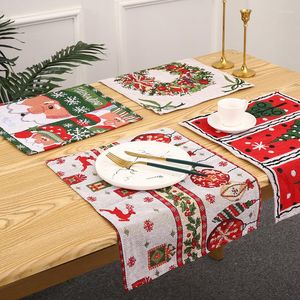 テーブルマット4PCS/パック2022クリスマスデコレーションニットテーブルクロスサンタクローススモールツリーキッチンプレースマット年衣類