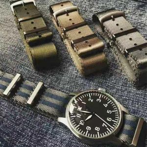 Watch Bands Premium Quality Herringbone mm mm Seatbelt Band Nylon Nato Strap For Military Men Ribbon Stripe251d