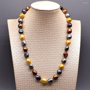Chains Hand Knotted Necklace Natural 10-11mm Multicolor Freshwater Baroque Pearl Sweater Chain 45cm