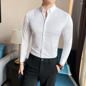 Męskie koszule męskie sukienki dla mężczyzn odzież Social Męska bluzka z długim rękawem bluzki i guziki luksusowy mężczyzna 2023 e04