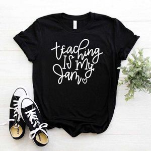 Ensinar ￩ minha camiseta feminina jam imprimir mulheres casuais engra￧adas para lady top tee hipster