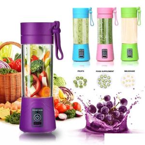 Fruit Vegetable Tools 380Ml Portable Blender Juicer Cup Usb Rechargeable Electric Matic Smoothie Vegetable Fruit Citrus Orange Jui Dhk9O