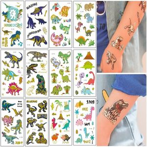 Tillfälliga tatueringar 12st. Dinosaur Unicorn Sticker Child Bronzing Stickers Body Tatoo för barn söta barn 221103