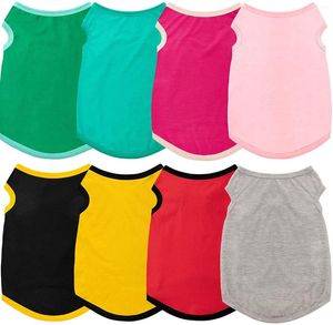 Hundkläder Solid Color Summer Tshirts Puppy Clothes Pet Cat Vest Cotton T Shirt For Small Dogs Costumes Clothing