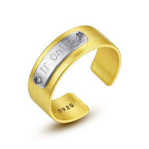 Nieuwe persoonlijkheid S925 Silver Letter Lovers 'open ring sieraden mode veelzijdige exclusieve ring accessoires cadeau