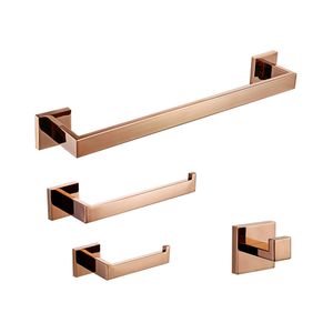 Handduk Racks badrumsmaskinvarutillbehör Set Rose Gold Wall-monterad rostfritt stål Klädkrok Toalettpappershållare Bar 221102