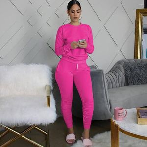 Women's Two Piece Pants Autumn Sets Solid Clothing Long Sleeve Tops Skinny Sportsuits Women Street Wear Clothes Casual Tracksuits