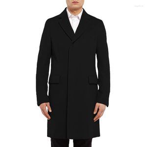 Men's Trench Coats 2022 Men Fashion 80s Cool Trend European Slim Brand Top Coat Long Style High-grade Drop Cotton Clothes