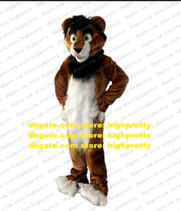 Długi futrzany futrzany brązowy Fox Mascot Costume Wolf Husky Dog Fursuit Adult Cartoon Artist Program Drum Up Business ZZ7659