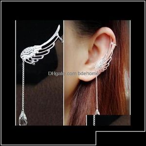 Ohr-Manschette-Manschette, Boho-Manschetten, Punk-Silber vergoldet, Engelsflügel, Ohrknochen-Clips, Gothic-Ohrringe, Damenschmuck, Drop-Lieferung 2021 G4Lkk 2022 Otzy0