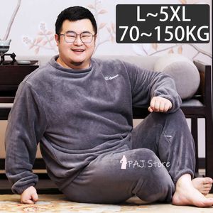 남성용 잠자기 큰 5xl 겨울 겨울 길고 두꺼운 따뜻한 플란넬 파자마 세트 남자 산호 양털 잉글 링복 양복 라운지 홈 홈 옷 pjs pygama t221103