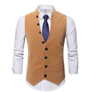 Herrvästar 9752 Fashion Autumn Men's Suit Casual Slim-Fit Plain Stand-collar Överladdning av dig väst