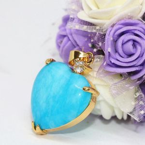 Pendanthalsband Fashion Violet Blue Jades Chalcedon Stone Heart Form 22mm Fit Diy Women Chain Halsbandsmycken Making B1864