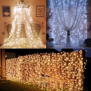 Strängar 6x3/3x3m LED -gardin Icicle String Lights Christmas Fairy Light Garland Outdoor Home For Wedding Party Garden Decoration Navidad