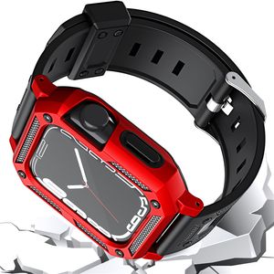 Full Body TPU PC Pasps Paski Dropproof anty-led ochronne rama silikonowa pasek do Apple Watch Band Size 38 41 42 45 mm Bransoletka Sport Watchband IWatch 5 6 7 8