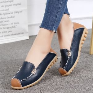 Dress Shoes Spring Autumn Shoes Woman Genuine Leather Women Flats Female Moccasins Shoe Slip On Womens Loafers Big Size 3544 221103