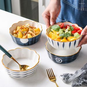 Bowls Japanese Ramen Salad Bowl European Porcelain Cute Ceramic Soup Set Mixing Rice Korean Kitchen Household Tableware