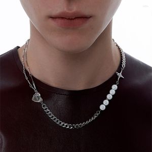 Choker punkowy naszyjnik oświadczenie Hip Hop Cross Heart Pearls Para dla kobiet mężczyzn Prezent biżuterii