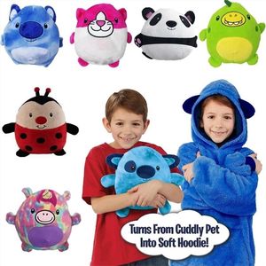Filtar Swaddling Kids Pets Hoodie Soft Plush Wearable Fleece Sherpa med ärmar Children Cartoon Pillow Pyjamas Hooded 221103