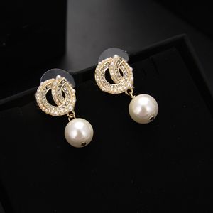 Women Pearl Stud Earring Designers Jewelry Diamond Love Shape Ear Studs Luxury Hoops Fashion Gold 925 Silver Love Earrings C Bijoux De Luxe Box 2022