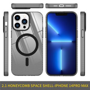 2.0mm Football Grain Clear TPU Magsafe Cases For Iphone 14 14plus 14pro 14 Pro Max 13 13Pro 13promax 11 12 12promax Hybrid Honeycomb Pattern Design Soft phone cover