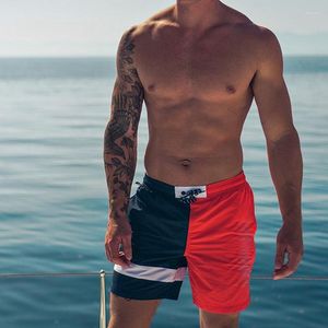 Men's Shorts Men's Summer Casual Beachwear Contrast Color Male Drawstring Patchwork Sports Sport Swimming Suit Man Pants