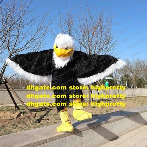 Black Long Fur Eagle Hawk Mascot Costume Tiercel Falcon Vulture Wetoon Brand Figura Festa de aniversário ZZ7995