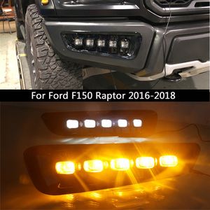 LED -dagtidsljusljus f￶r Ford F150 Raptor DRL Turn Signal Yellow Fog Lamp Auto Part