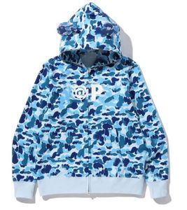 Moda Erkek Ayı Kulak Maymun Hoodies Nakış Genç Mavi Pembe Banyo Erkek Tide Hoodie Erkeklerin Çiftleri Kamuflaj Polar Kapüşonlu Ceketler M-3XL