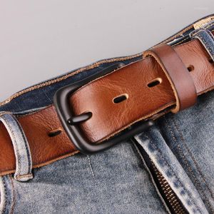 Riemen handgemaakte retro heren lederen riem eenvoudige luxe pin buckle jeans first layer cowhide casual authentiek