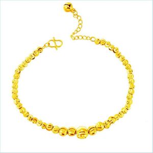 Bangle Bangle Moda Lucky K Gold Plated Charm Big Small Minchas Bracelet Pure Ball Link Chain Women Girls BraceletBangle D Dhq6n