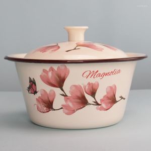 Bowls Fashion Enamel Cover Basin Bowl Household Thickened Old-fashioned Kitchen Supplies Pot Porcelain Seasoning Salad