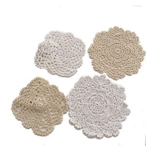 Table Mats Ins Korean Lace France Coasters Pad Round Mat Stand For Mugs Anti Slip Drink Insulated Kitchen Furniture