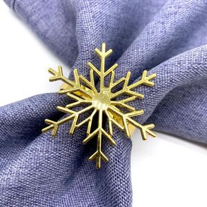 Juldekorationer Merry Snowflake servettring Silverlegering GASE FOM HOME XMAS Ornament Navidad Supplies