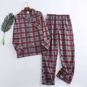 Męska odzież sutowa Plaid Design Multi Colour Warm Bawełna Flannel Flannel Długie rękawe spodnie piżamie dla mężczyzn Zestawy do snu jesienne i zimowe odzież domowa T221114
