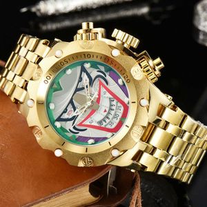 Invincible Watch DC Comics Joker Men's Quartz Wirstwatches Luminous ongeslagen luxe horloge Invicto Reloj de Hombre voor Drop302T
