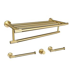 Handduk Racks Golden Rack Bar Ring Borsted Gold Hardware Set Robe Coat Hook Toalettv￤vnad Pappersh￥llare Badrumstillbeh￶r Kit 221102