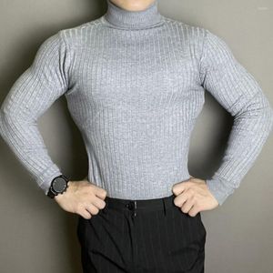 Herrtröjor Stylish Män Knitkläder Tvättbar ren färgstickning Pullover Tröja Löst hud-beröring Bas för daglig slitage