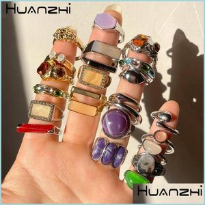 クラスターリングクラスターリング2022韓国5pcs/set colorf stone ranestone metal chain trendy幾何学ヒット女性女子ジュエリーdhywd