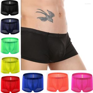 Underpants Men's Sexy Underwear Male Panties Lingerie Ice Silk Briefs Small Mesh Comfort Breathable U Cover Penis Pouch Boxers