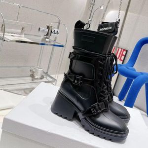 Fashion Luxury Designer Feminino Martin Boots Outdoor Running Black Anti Slip Botas Militares 35-40 com caixa