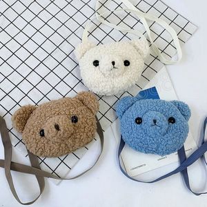 Borsa a tracolla da donna in morbido peluche Moda invernale Cute Bear Head Neonate Borse a tracolla Accessori per bambini Borsa a tracolla