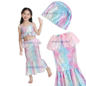 ins Costume da bagno a due pezzi per ragazze Fashion Ruffles Designer Bikini a sirena Set 2-10T Costumi da bagno per principessa per bambini 3 colori