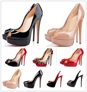 Damen-Plateau-High-Heels, klassische Lackleder-Kleiderschuhe, Damen-Laufsteg-Schuh mit Super-High-Heel, 13,5 cm, Peep-Toes-Stiletto-Pumps für Damen, Hochzeit, Party, Übergröße 44