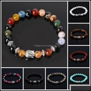 Charm Bracelets Charm Bracelets Jewelry Mens Luxury Bead Natural Stone Anchor Beaded Buddha Bracelet For Men Women Lava Chakra Drop Oteit